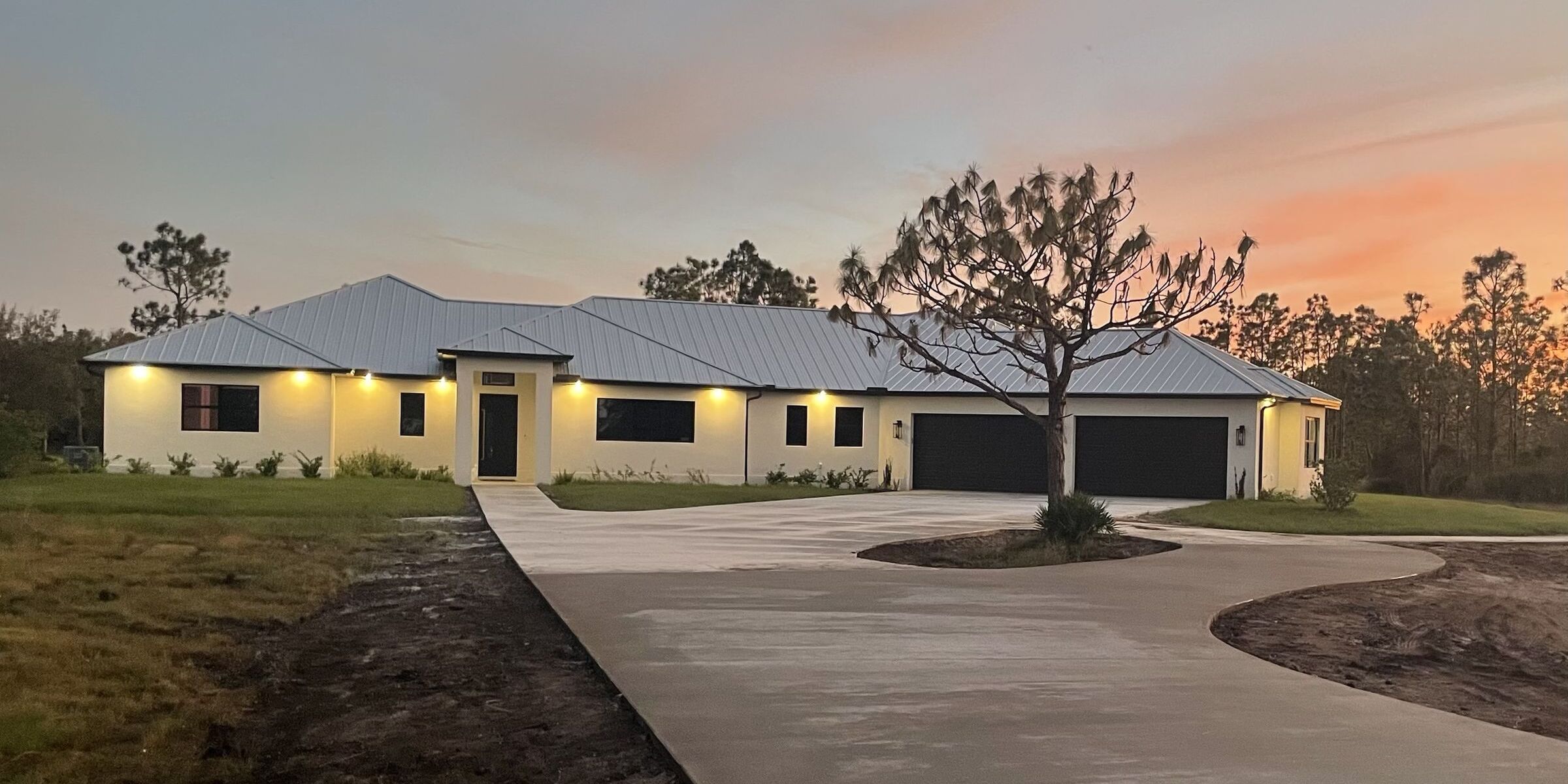 Beach Star Construction custom home at sunset